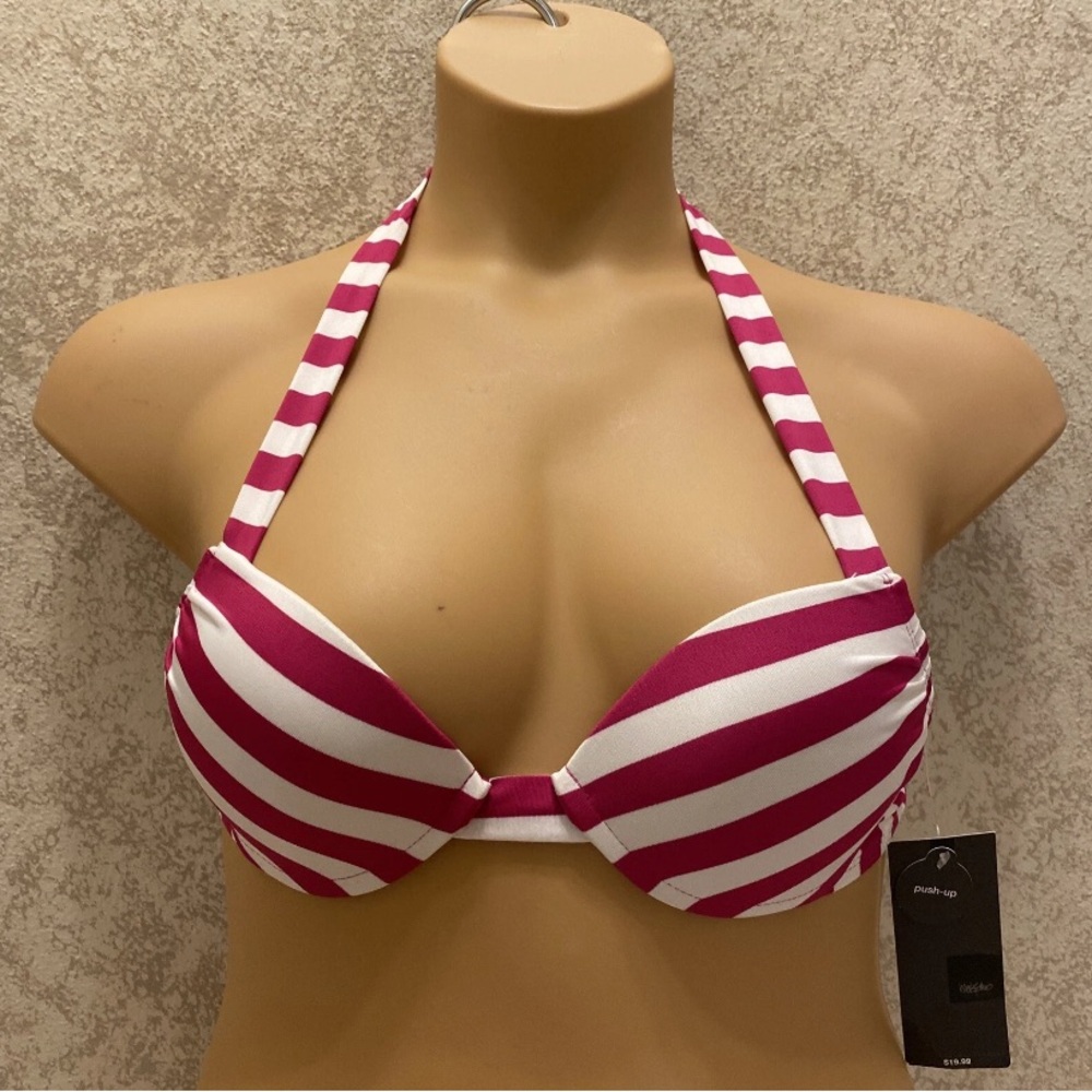 Mossimo Supply Co. Pink and White Bikini Top